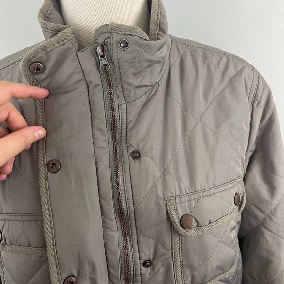 NWOT THREAD & SUPPLY Green Quilted Snap Button Zipper Down Utility Jacket (L) - Picture 5 of 11